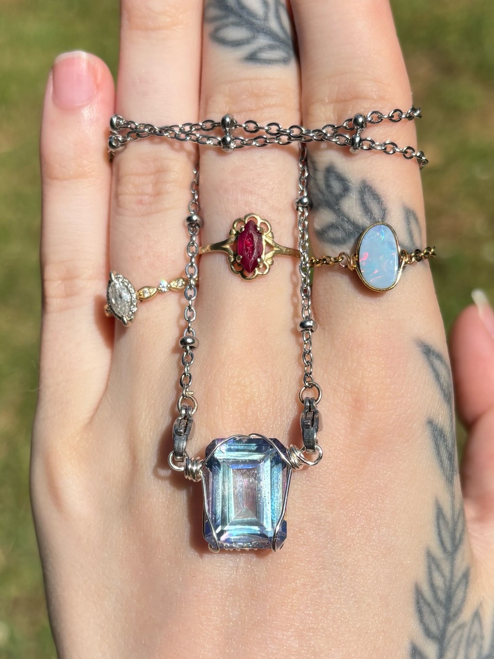 Mystic topaz interchangeable necklace